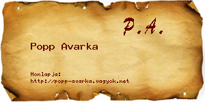 Popp Avarka névjegykártya